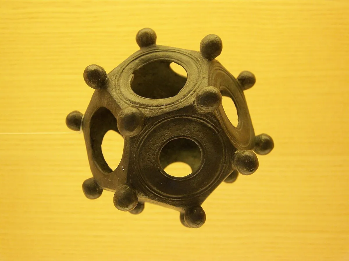 Hollow bronze dodecahedron found in a house at Aventicum, Switzerland